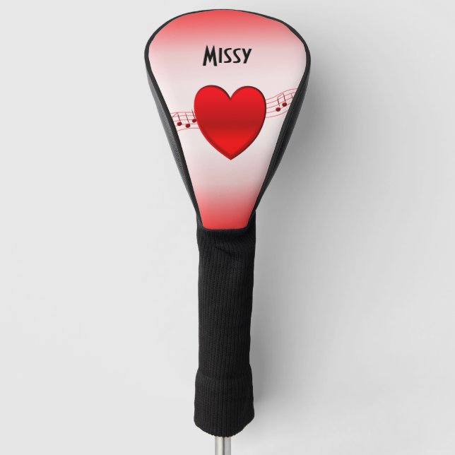 Heart and Music Golf Head Cover (Front)