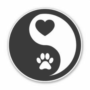 Heart and Paw Yin Yang Sticker Decal