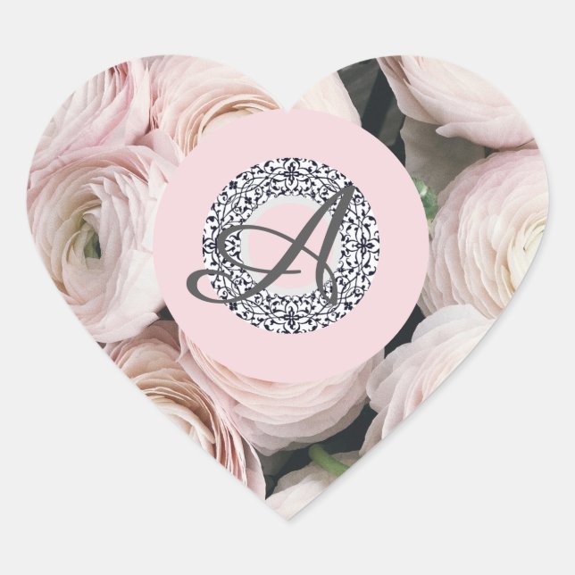 HEART AND PINK ROSES, Sticker, Glossy, Large, Heart Sticker (Front)