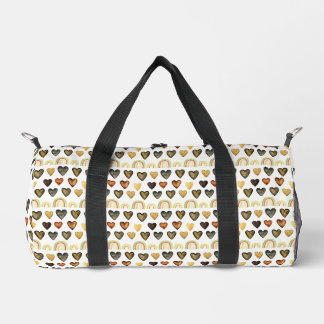 Heart and Rainbow Pattern, Dark Love Duffle Bag