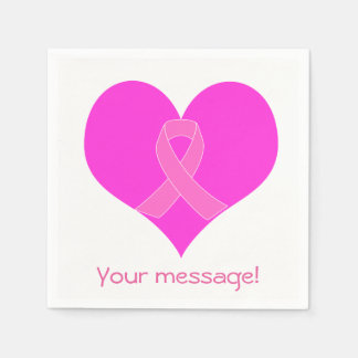Heart and Ribbon Breast Cancer Charity Design Napkin