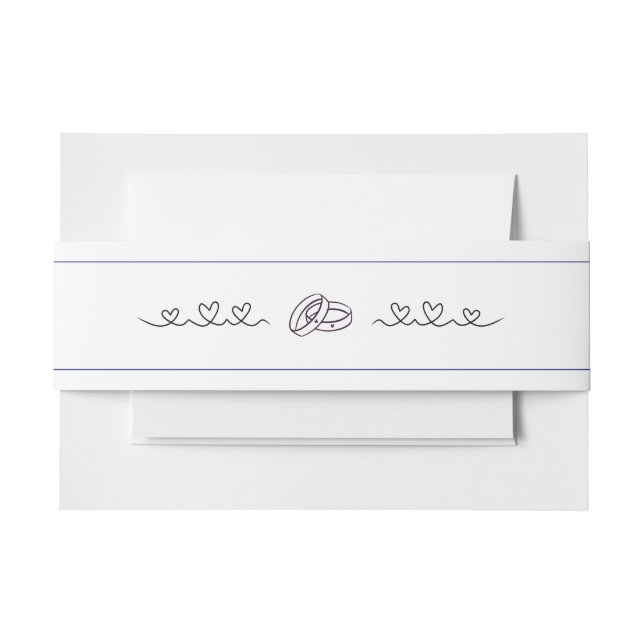 Heart and Rings Wedding theme Invitation Belly Band (Front Example)