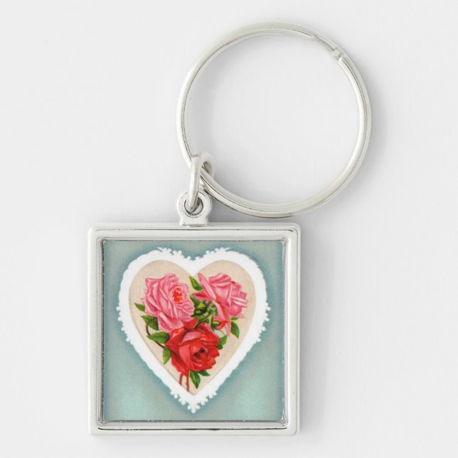Heart and Roses Keychain (Front)
