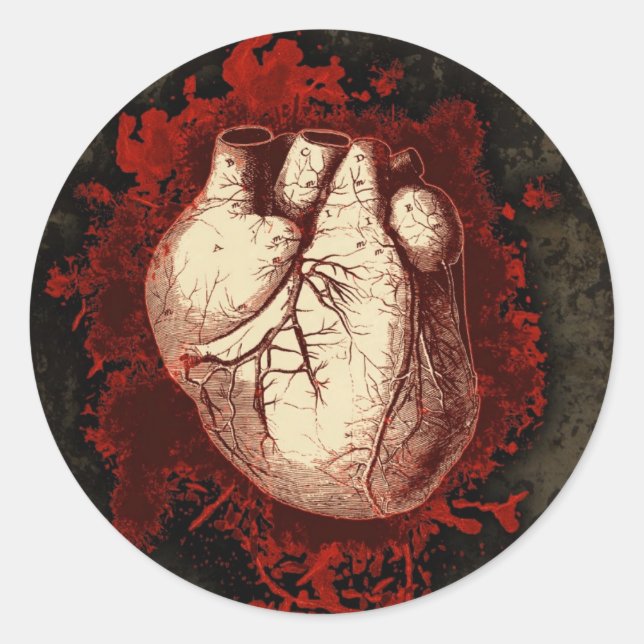 Heart and Spatter Classic Round Sticker (Front)