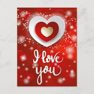 Heart and Stars in Red Postcard