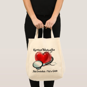 Heart and Stethoscope Medical Tote Bag