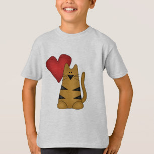 Heart and Striped Cat Tshirts and Gifts
