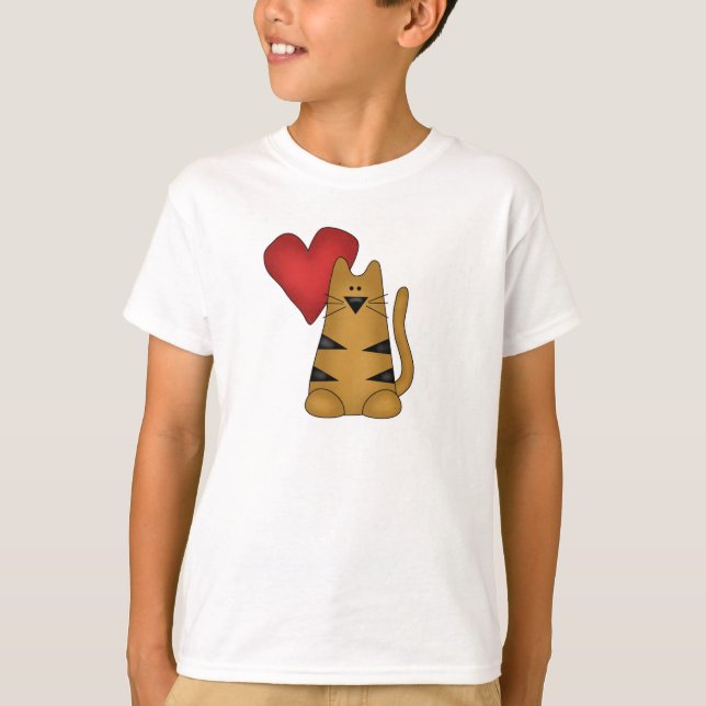 Heart and Striped Cat Tshirts and Gifts (Front)