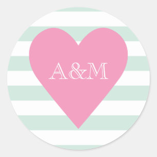 Heart and Stripes Engaged Classic Round Sticker