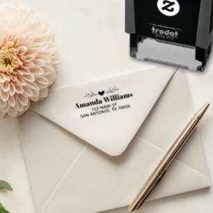 Heart and Vines Personalized Name Address Self-inking Stamp