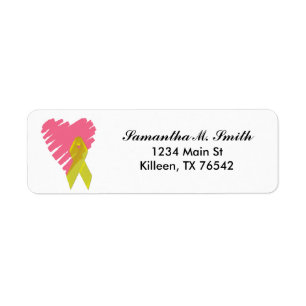 Heart and Yellow Ribbon Return Address Labels