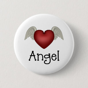 Heart Angel Wings 2 Inch Round Button