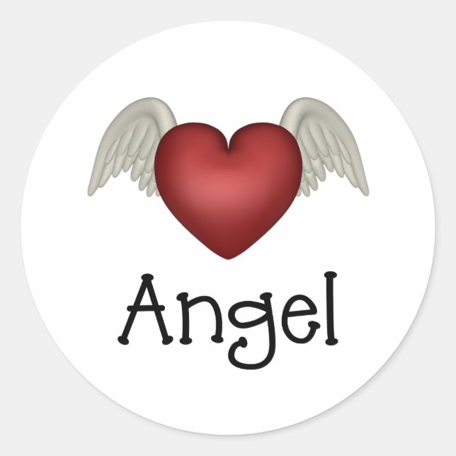 Heart Angel Wings Classic Round Sticker (Front)
