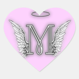 Heart Angel Wings Monogram Sticker