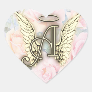 Heart Angel Wings Monogram Sticker