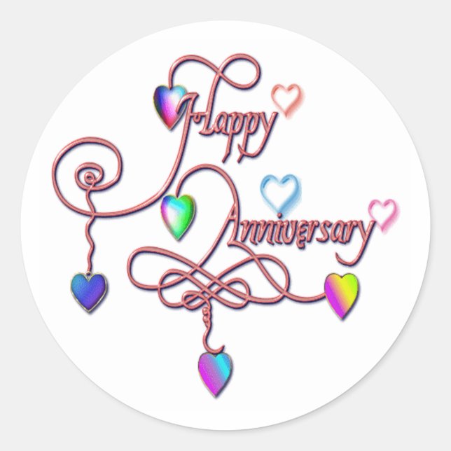 heart anniversary classic round sticker (Front)