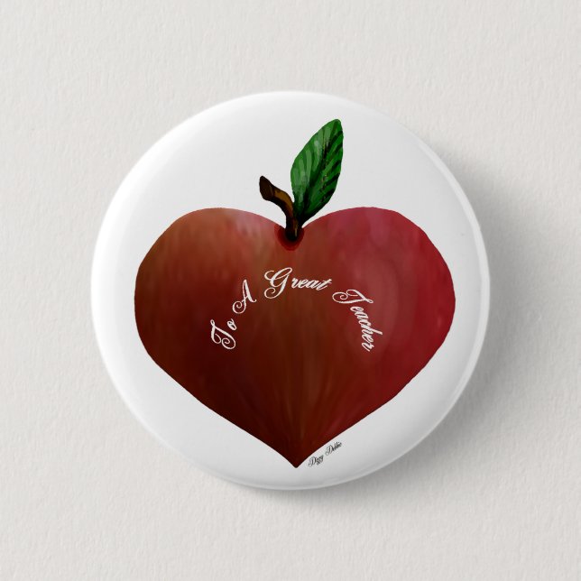 Heart Apple Teacher's Gift Button (Front)