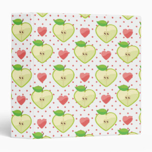 Heart Apples with Pink Polka Dots And Hearts Binder