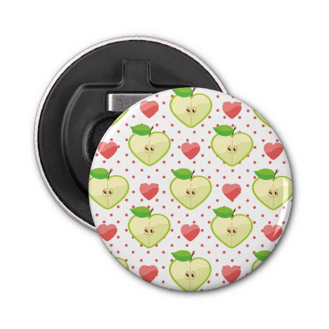 Heart Apples with Pink Polka Dots And Hearts Bottle Opener (Front)