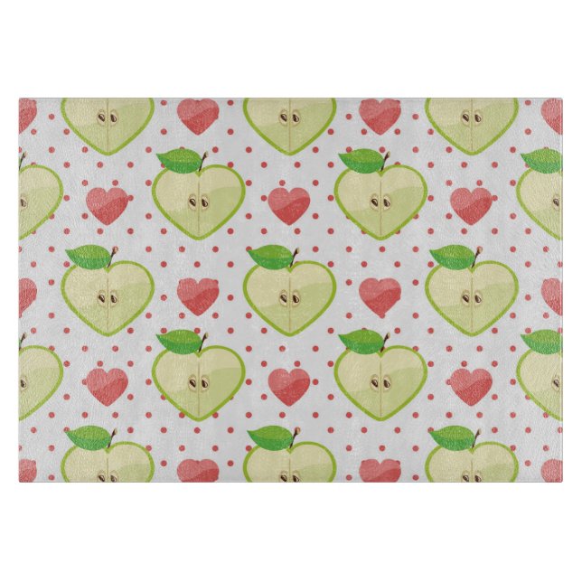 Heart Apples with Pink Polka Dots And Hearts Cutting Board (Front)