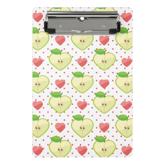Heart Apples with Pink Polka Dots And Hearts Mini Clipboard (Front)