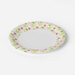 Heart Apples with Pink Polka Dots And Hearts Paper Plate