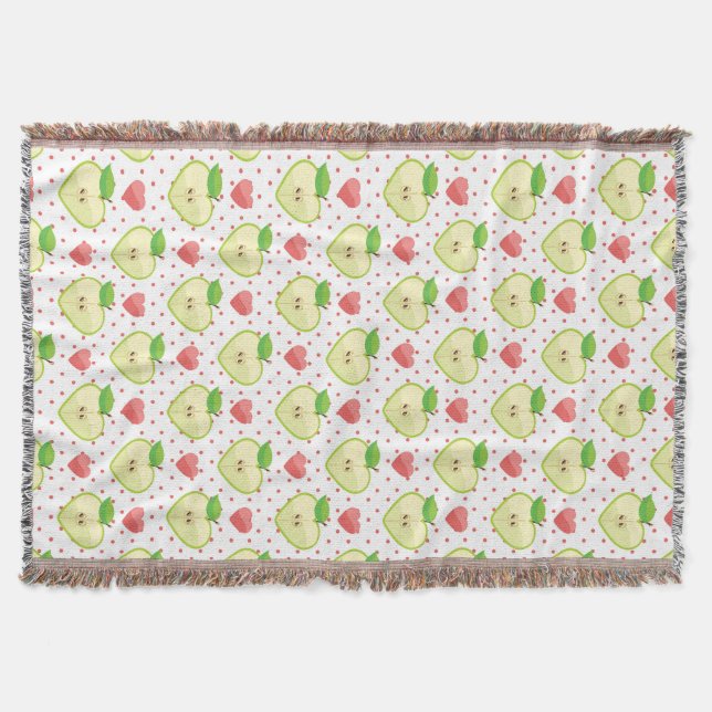 Heart Apples with Pink Polka Dots And Hearts Throw Blanket (Front)