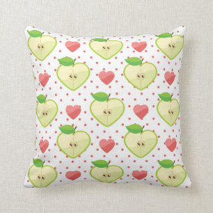 Heart Apples with Pink Polka Dots And Hearts Throw Pillow