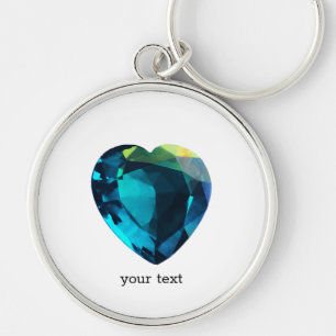 Heart Aquamarine, Blue Keychain