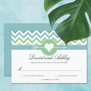 Heart Arrow Chevron Wedding RSVP Card