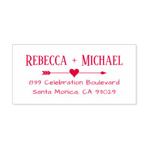 Heart & Arrow   Names Wedding Return Address Self-inking Stamp