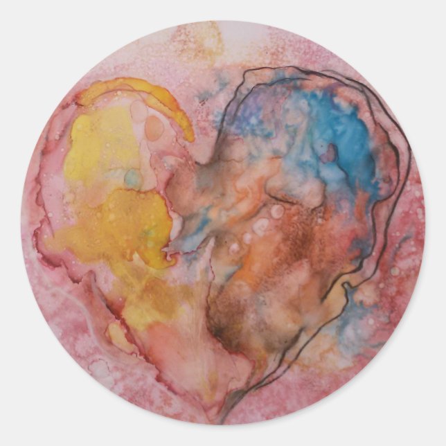 Heart art classic round sticker (Front)