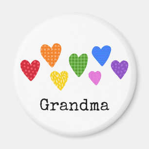Heart Art Grandparent Name Kids Rainbow Colours Fu Magnet