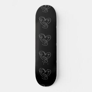 Heart Art Lovers White Contour Artistic Love Skateboard