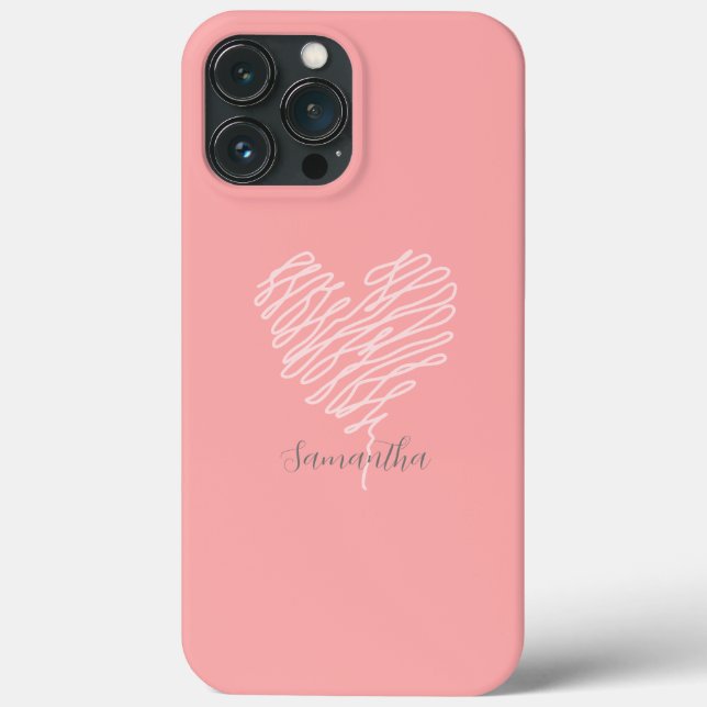 Heart Art Modern Minimalist Pink iPhone 13 Case (Back)