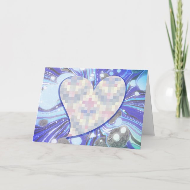 Heart Art Space in Blue Valentine's Card (Front)