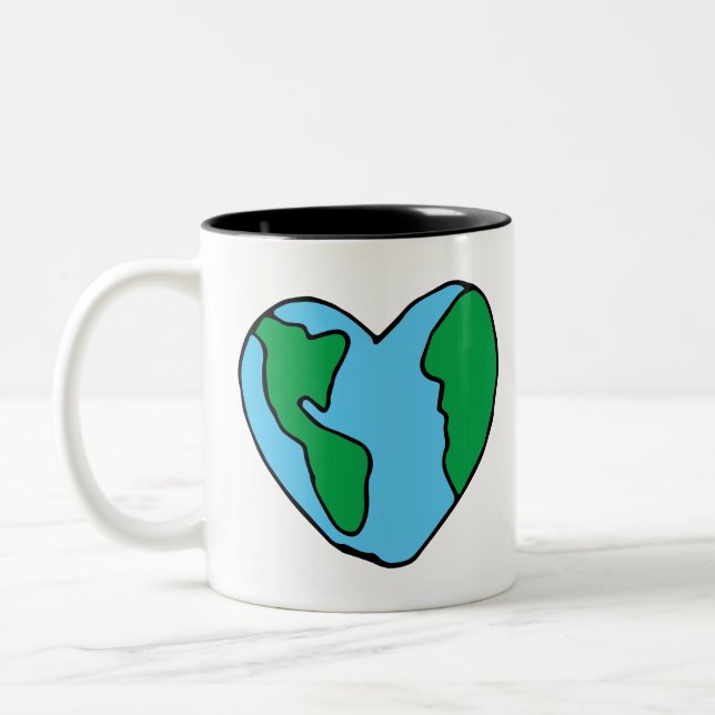 Heart Art World Ecofriendly Icon Happy Earth Clipa Two-Tone Coffee Mug (Left)