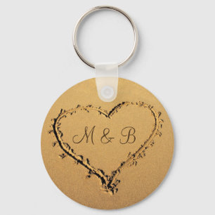 Heart at the Beach Personalized Monograms Keychain