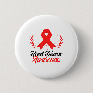 Heart Attack Red Ribbon Surgery Heart Disease Awar 2 Inch Round Button