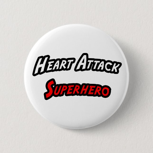 Heart Attack Superhero 2 Inch Round Button (Front)