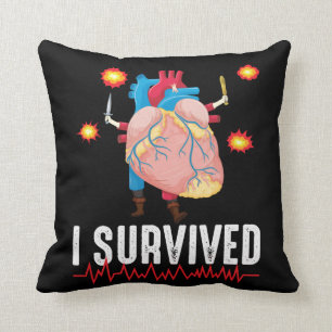 Heart Attack Survior Warrior Heart Disease Bypass Throw Pillow