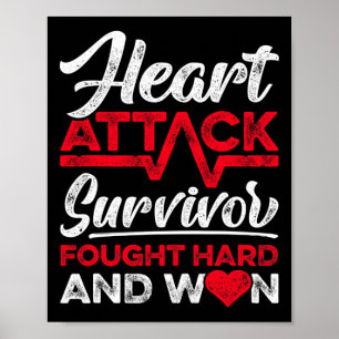Heart Attack Survivor Faught Hard And Won Red Ribb Poster