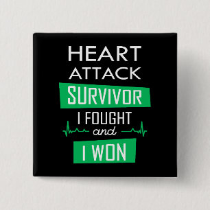 Heart attack survivor, I fought and I won 2 Inch Square Button