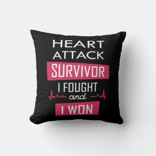 Heart attack survivor, I fought and I won Throw Pillow