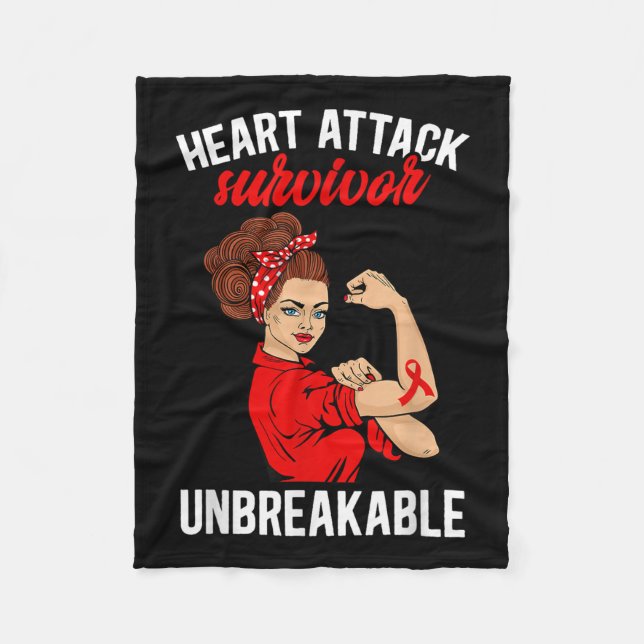 Heart Attack Survivor Unbreakable Heart Attack Awa Fleece Blanket (Front)
