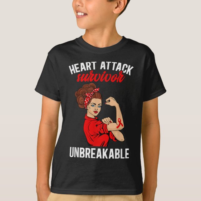 Heart Attack Survivor Unbreakable Heart Attack Awa T-Shirt (Front)
