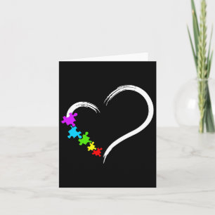 Heart Autism Awareness Love Puzzle Simple Idea Aut Card