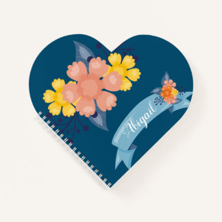 Heart Autumn Floral Spiral Notebook