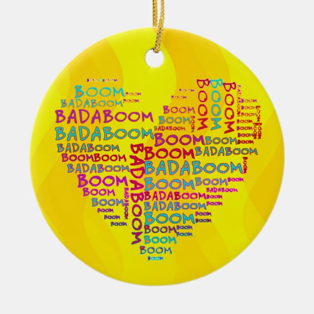 Heart Badaboom | yellow waves Ceramic Ornament (Front)