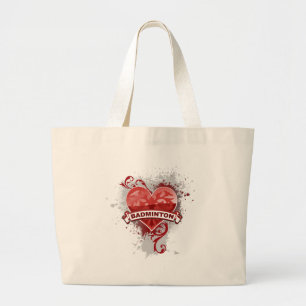 Heart Badminton Large Tote Bag